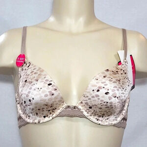 34B Lily of France 2177101 Your Perfect T-shirt UW Bra With Lace Sahara Sand NWT